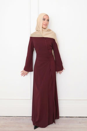 Rea Textured Chiffon Maxi Dress - Mahogany