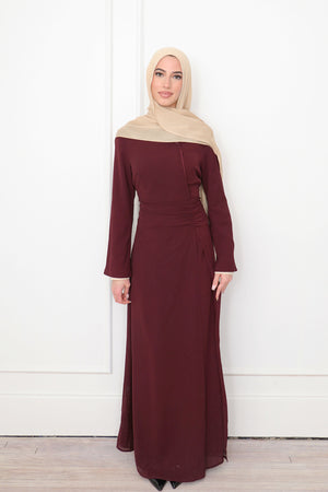 Rea Textured Chiffon Maxi Dress - Mahogany