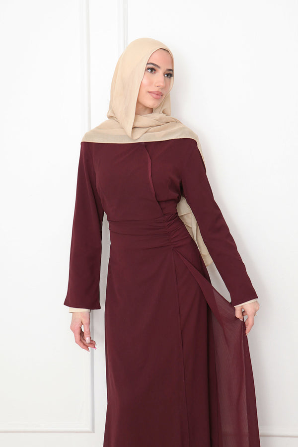 Rea Textured Chiffon Maxi Dress - Mahogany