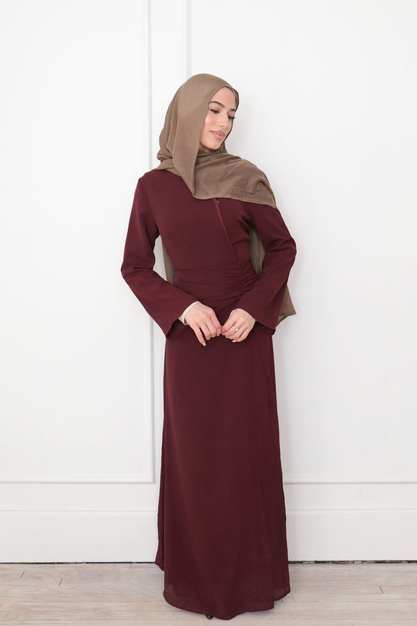 Rea Textured Chiffon Maxi Dress - Mahogany