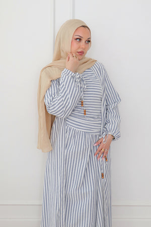 Dima Linen Stripe Set - Denim Blue