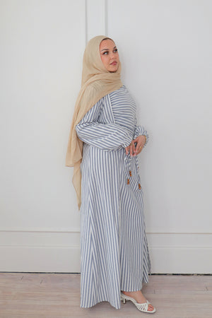 Dima Linen Stripe Set - Denim Blue