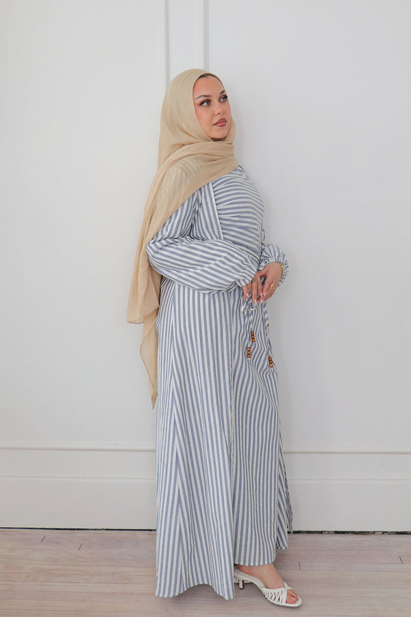 Dima Linen Stripe Set - Denim Blue