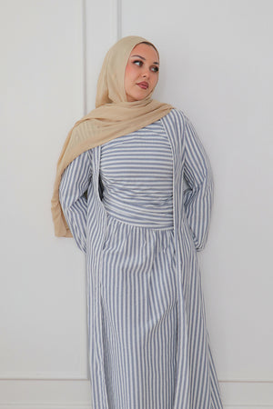 Dima Linen Stripe Set - Denim Blue
