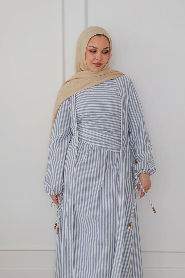 Dima Linen Stripe Set - Denim Blue