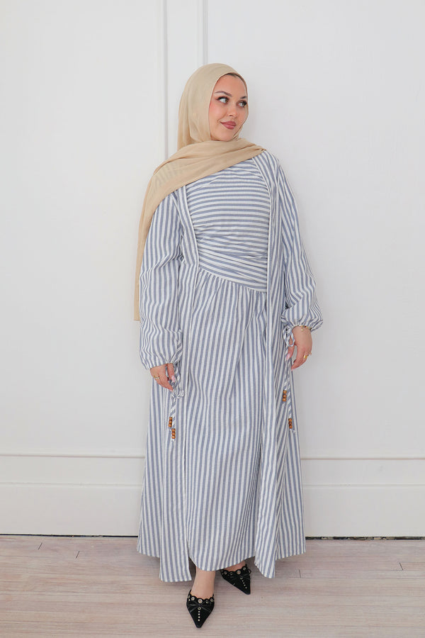 Dima Linen Stripe Set - Denim Blue