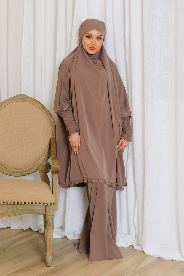 Madina Two Piece Jilbab/ Prayer set - Mink