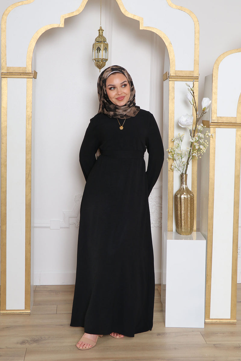 Nila Textured Essential Abaya- Black
