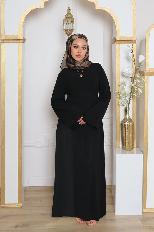 Nila Textured Essential Abaya- Black