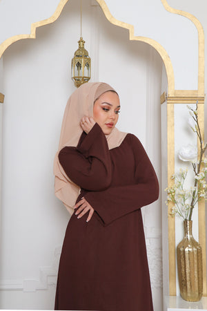 Nila Textured Essential Abaya- Brown