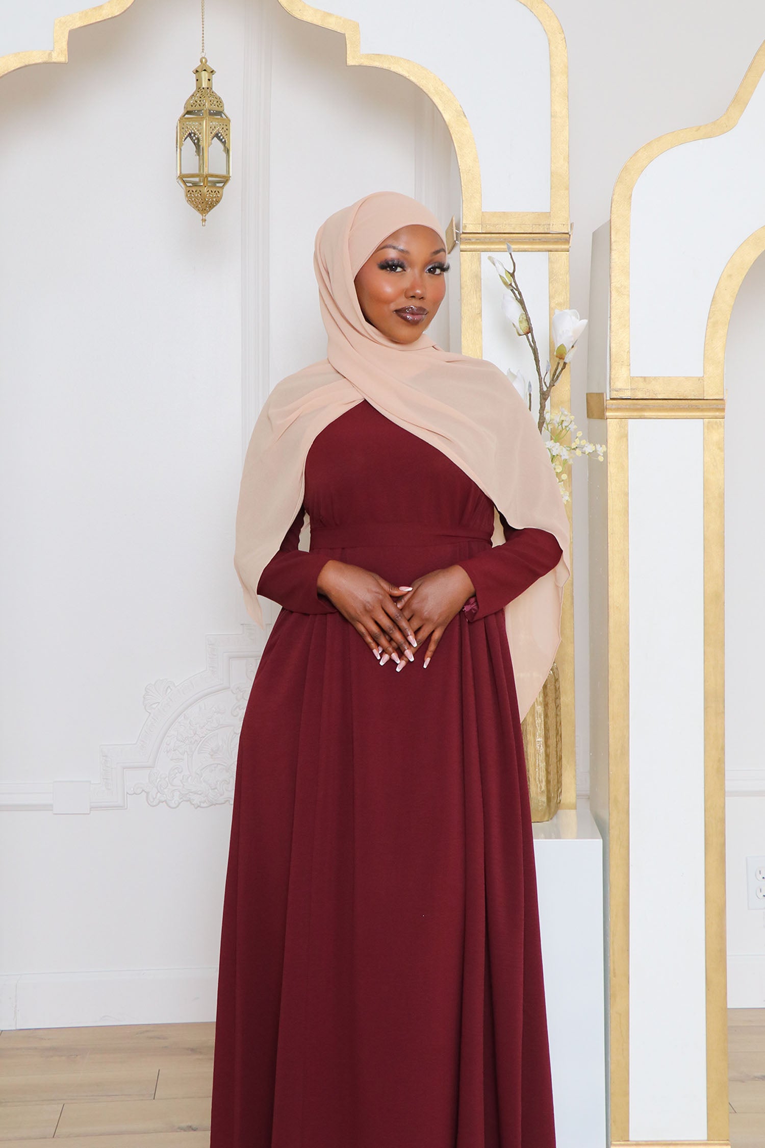 linen abaya dress Gia Abaya- Mahogany S With medium thickness Color:Set (dress+robe) Dress To Impress Stars _可用基本折扣码产品
