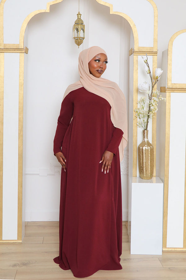 Gia Linen Abaya- Mahogany