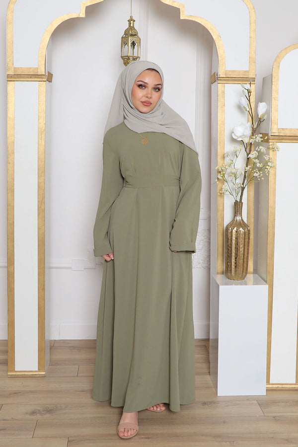 Nila Linen Essential Abaya- Sage Green