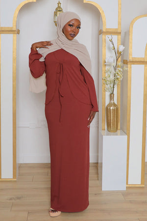 Lina Ribbed Maxi Set- Burnt Orange