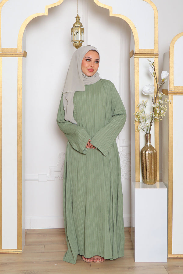 Safa Textured Abaya Set- Sage