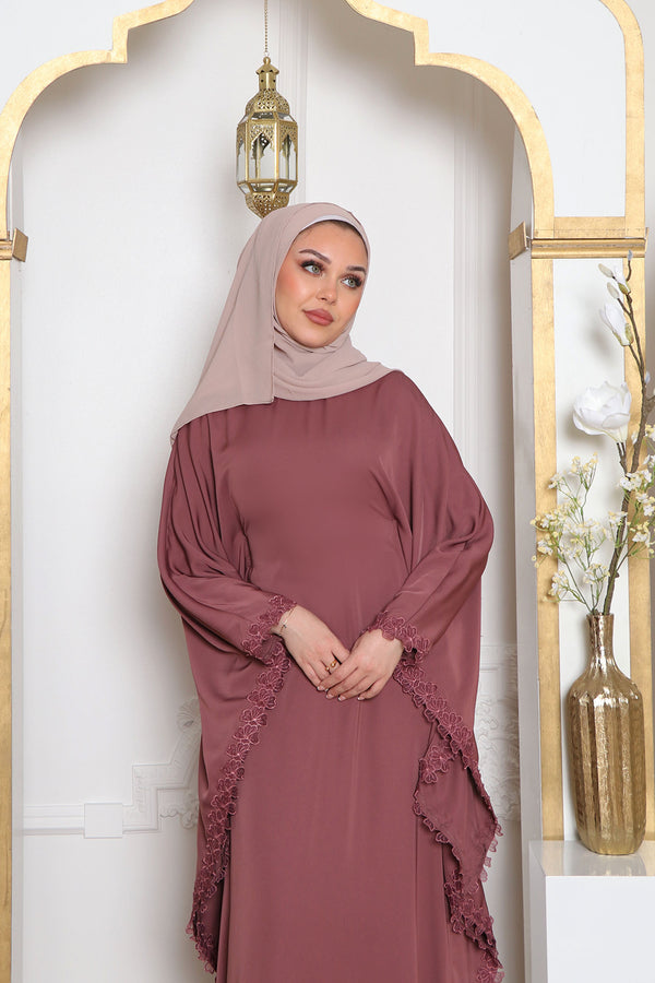 Zayna Lace Abaya- Mauve