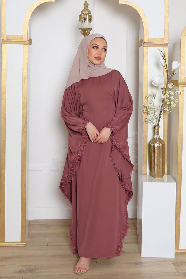 Zayna Lace Abaya- Mauve