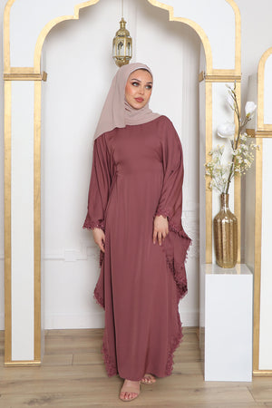 Zayna Lace Abaya- Mauve