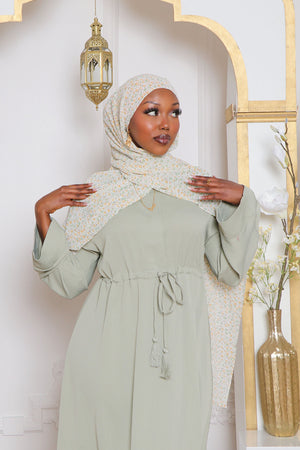 Ivy Essential Flare Abaya- Light Sage Green