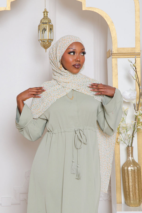 Ivy Essential Flare Abaya- Light Sage Green