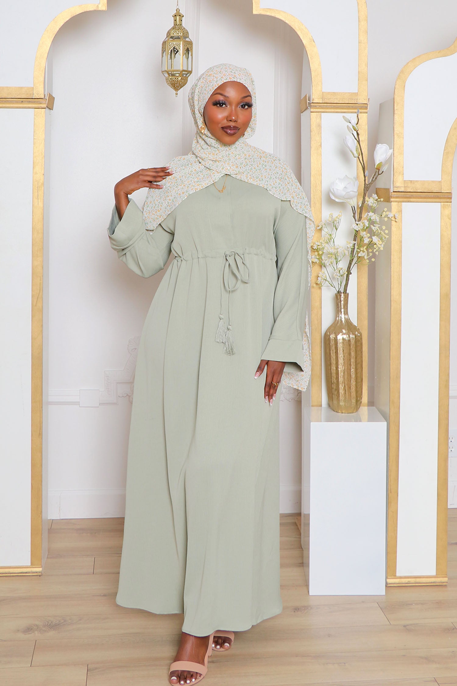 Ivy Essential Flare Abaya- Light Sage Green Ivy Essential Flare Abaya- Light Sage Green