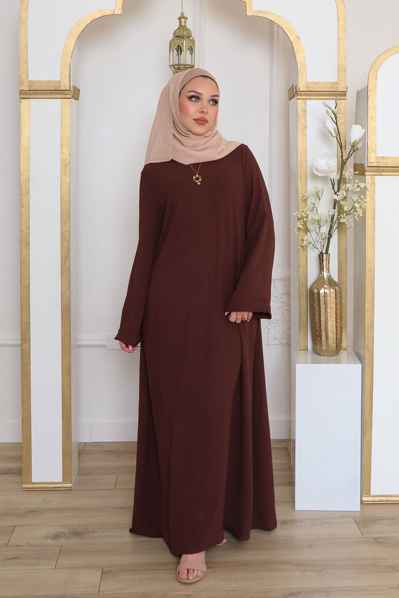 Safa Textured Abaya Set- Brown