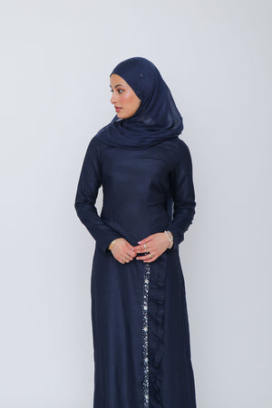 Lia Ruffle Maxi Dress- Navy