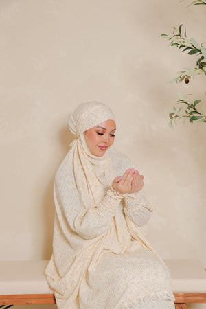 Adela Two Piece Jilbab/Prayer Set- Butter Yellow