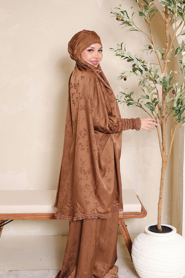 Adela Two Piece Jilbab/Prayer Set- Brown