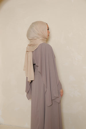 Hilal Embroidery Drape Dress - Mink