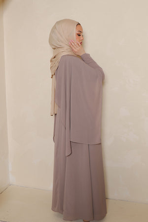 Hilal Embroidery Drape Dress - Mink