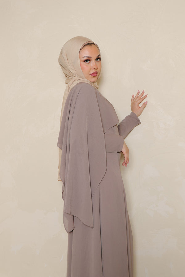 Hilal Embroidery Drape Dress - Mink