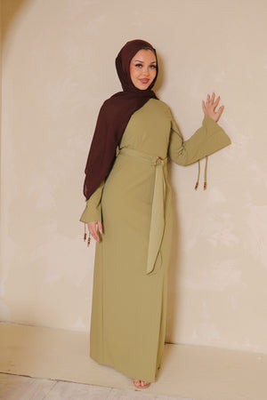 Rama Linen Wood Dress- Earth