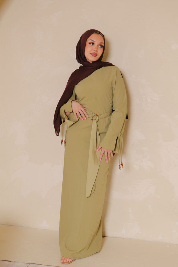 Rama Linen Wood Dress- Earth