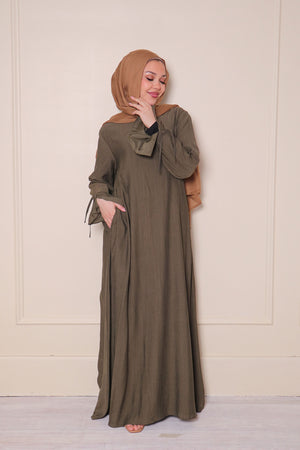 Amara Textured Abaya- Forest