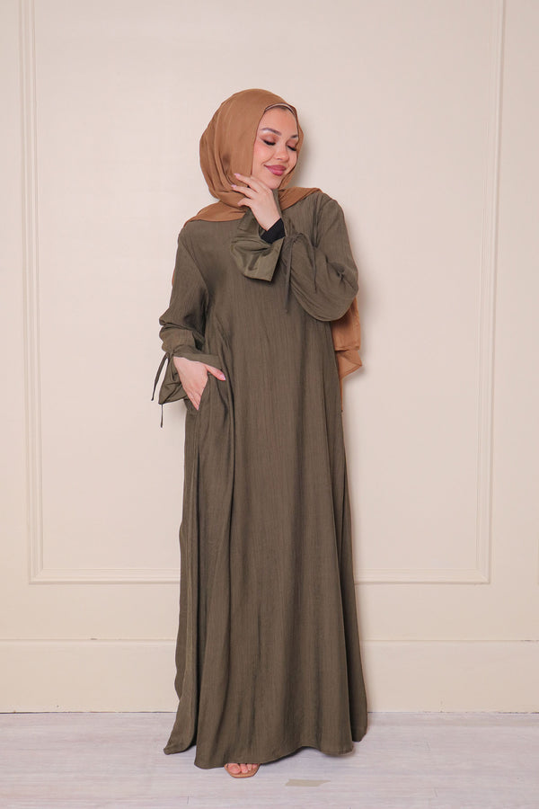 Amara Textured Abaya- Forest