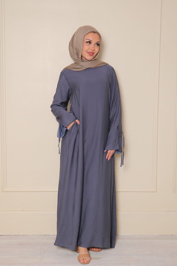 Amara Textured Abaya- Blue Gray