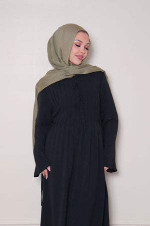 Noor Linen Essential Abaya- Black