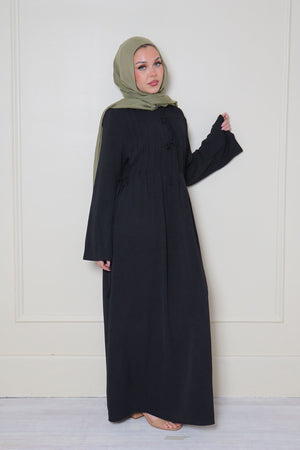 Noor Linen Essential Abaya- Black