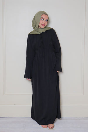 Noor Linen Essential Abaya- Black