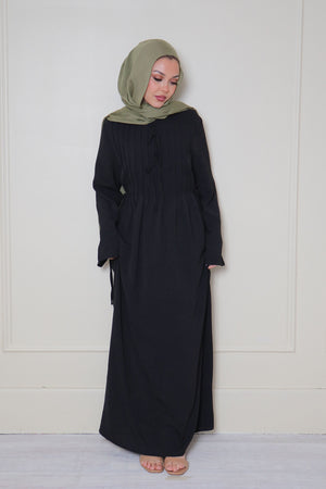 Noor Linen Essential Abaya- Black