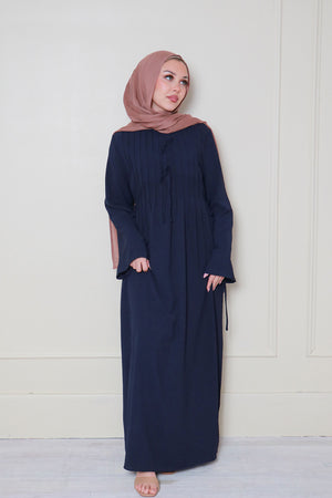 Noor Linen Essential Abaya- Navy