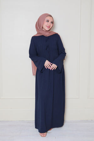 Noor Linen Essential Abaya- Navy