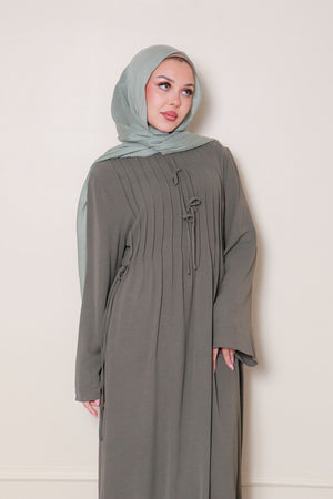 Noor Linen Essential Abaya- Stone