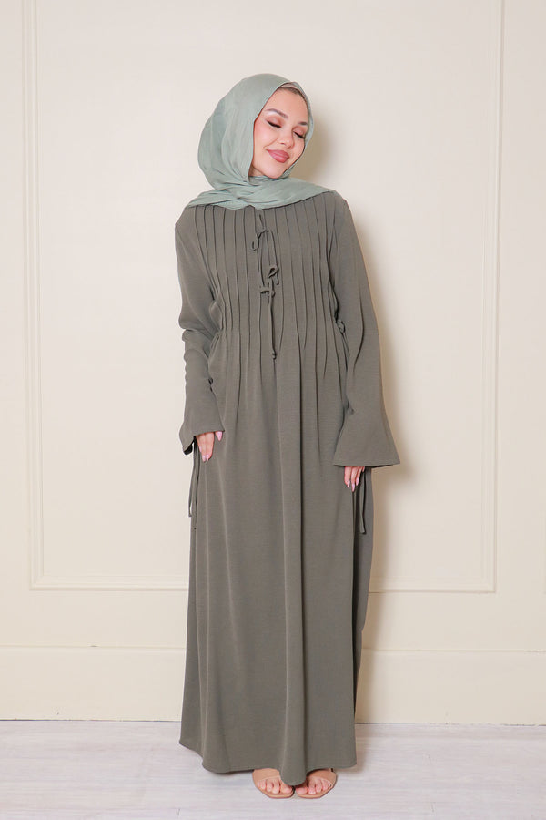 Noor Linen Essential Abaya- Stone