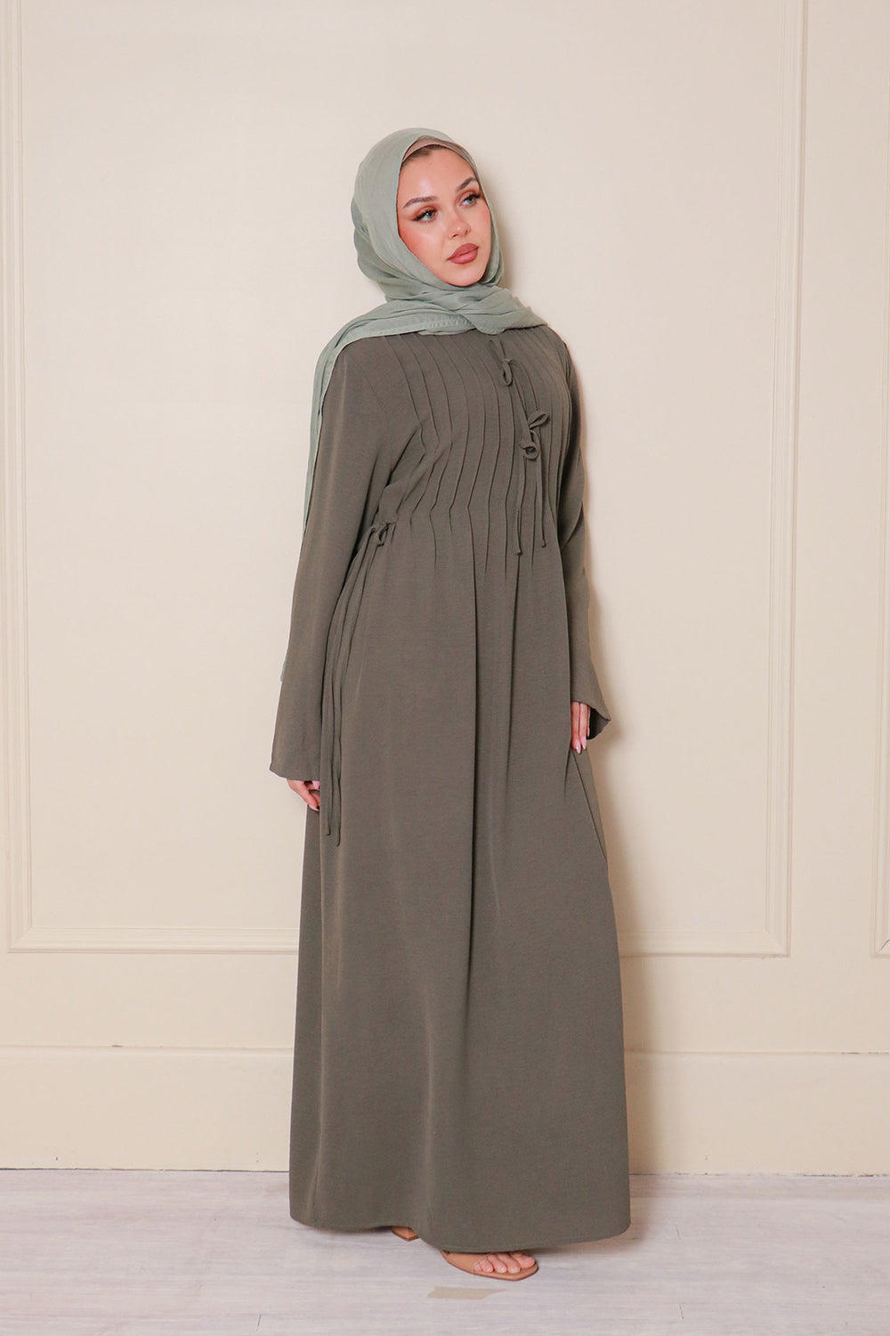 Noor Linen Essential Abaya- Stone