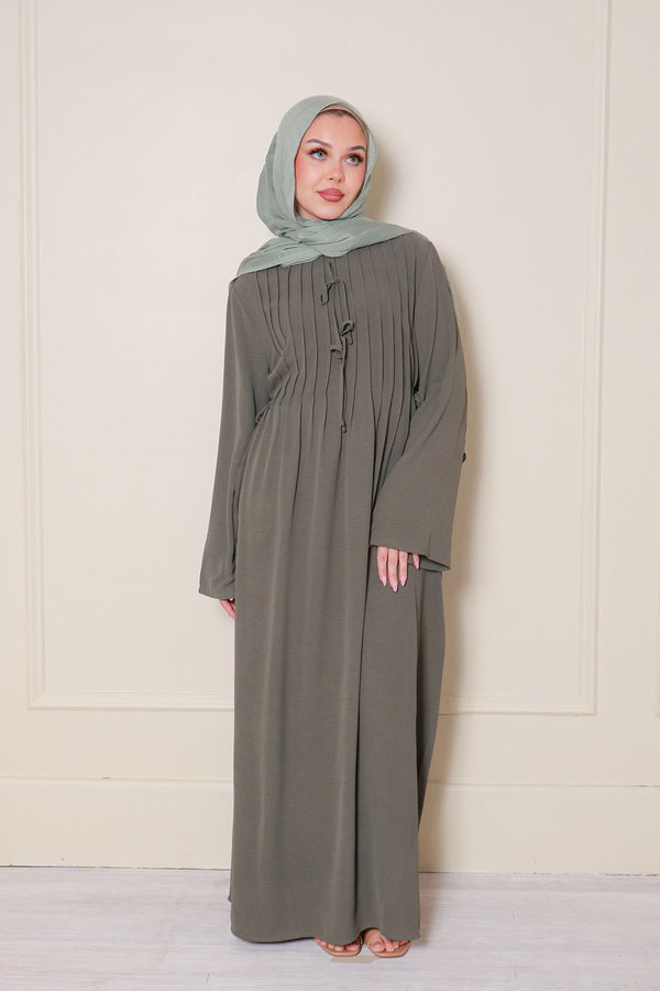 Noor Linen Essential Abaya- Stone