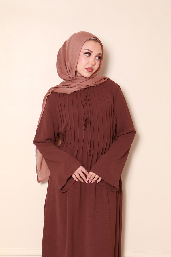 Noor Linen Essential Abaya- Espresso