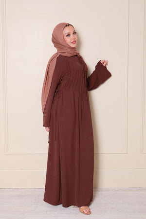 Noor Linen Essential Abaya- Espresso