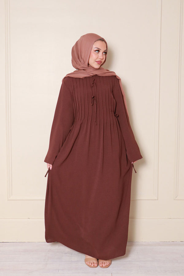 Noor Linen Essential Abaya- Espresso